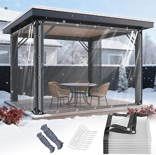 Transparente Plane mit Ösen 3x4m PVC Transparent Plane Wasserdicht Reißfest Abdeckplane für Outdoor Terrasse Balkon Pet Hutch Dach