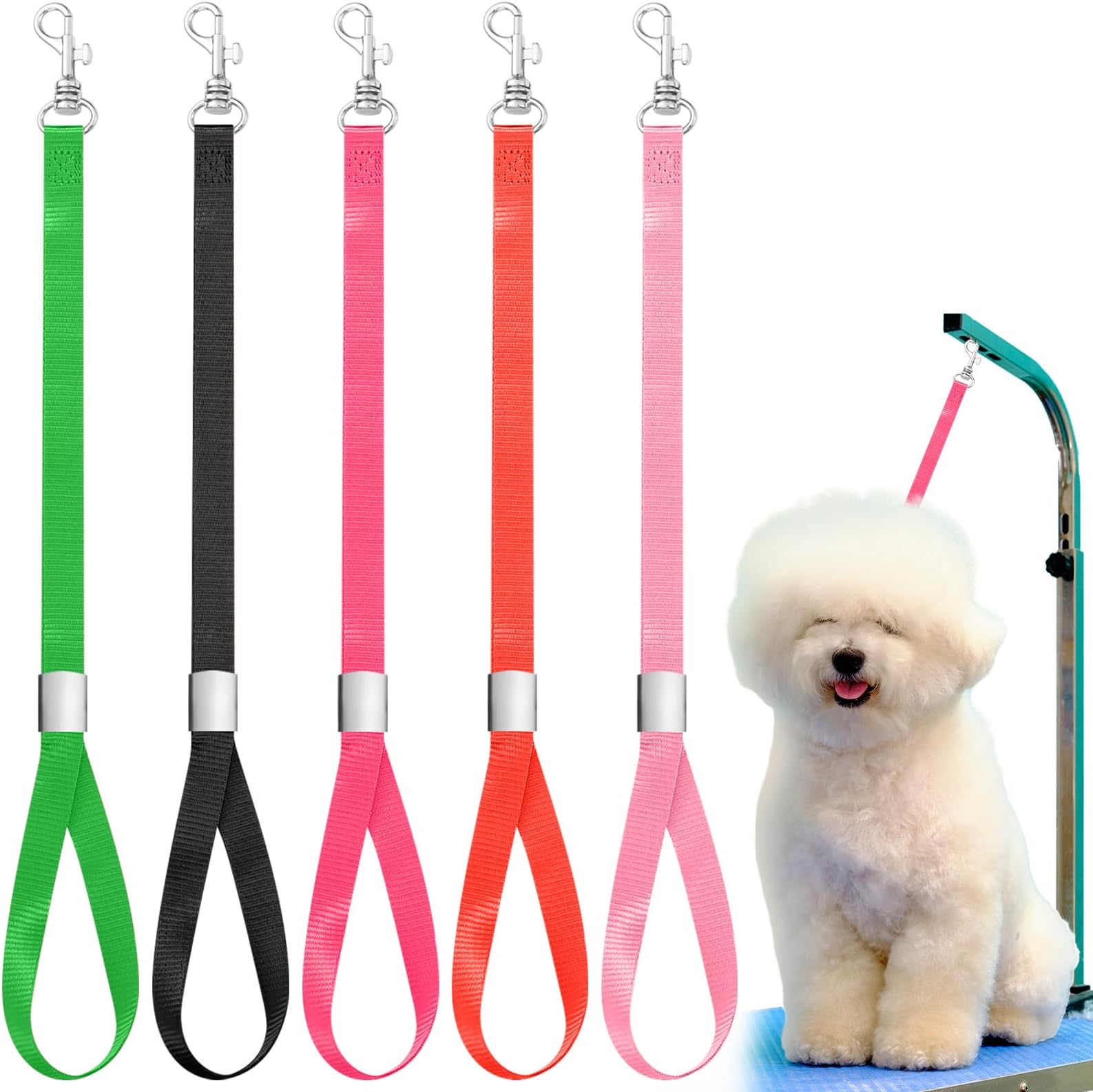 Shinylin 5 Pcs Pet Grooming Loops Nylon Pet Bathing Tether