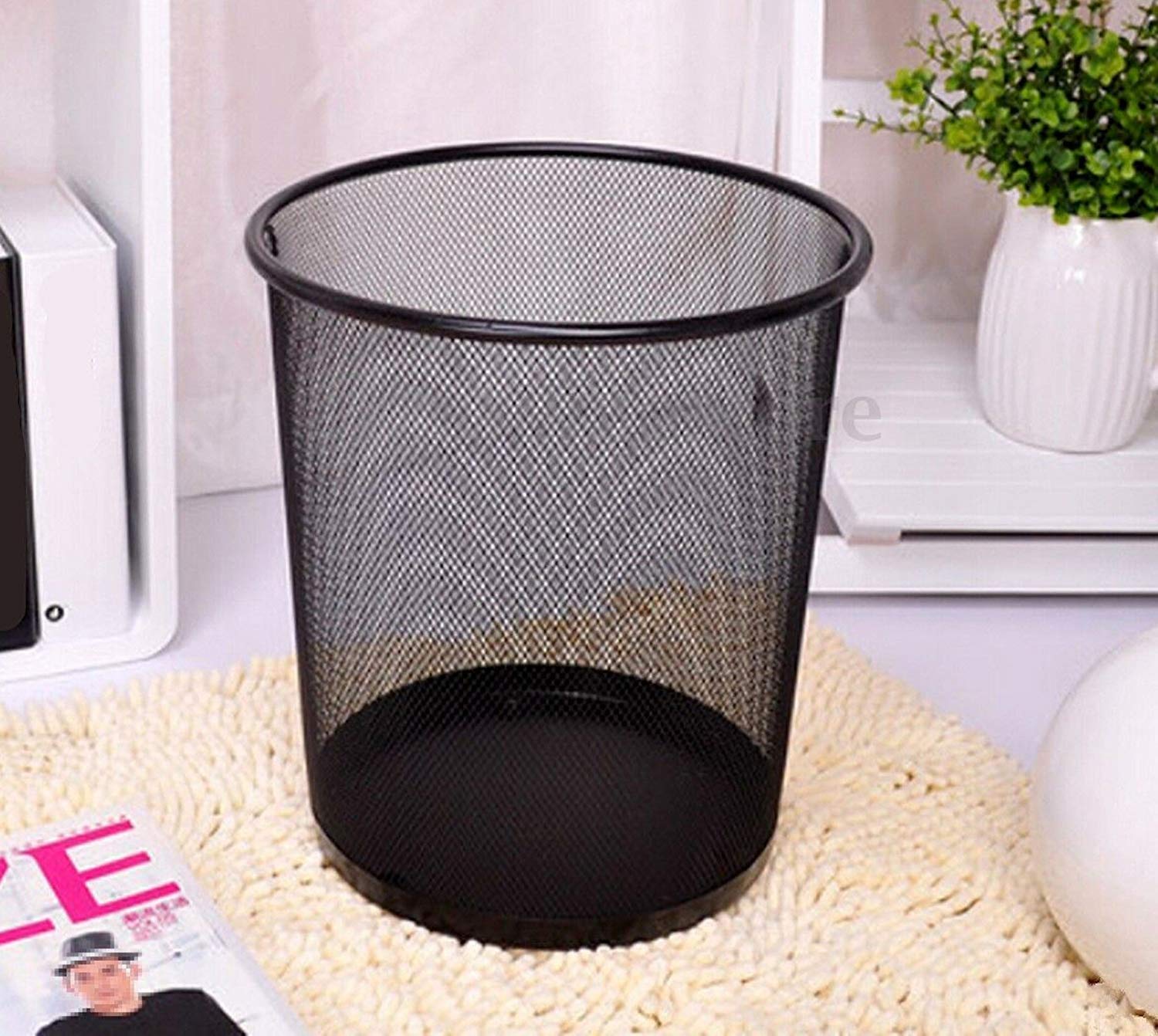 Entraxa Metal Mesh Big Size Dustbin for Office use & Home/Multipurpose | Set of 4, Metal Mesh | 235 X 265 X 190 MM | Black 2