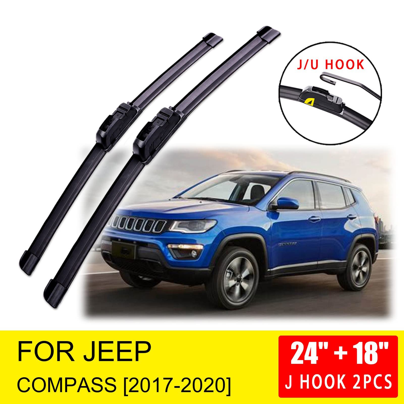Brosse d'essuie-glace avant pour Jeep Compass 2017 2018 2019 2020 MK2, accessoires de 2e génération, lame d'e - Auto