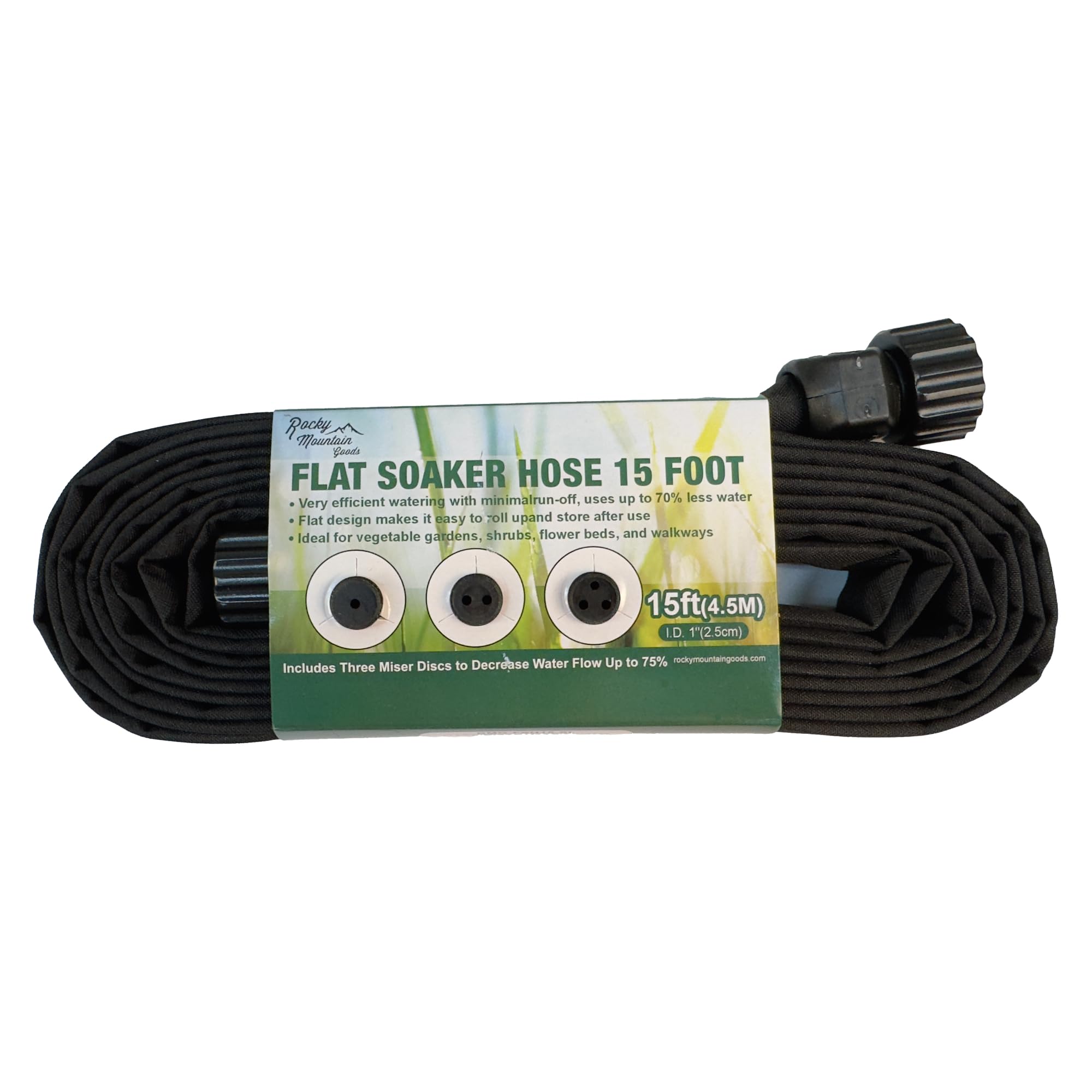 Rocky Mountain Goods 15-Foot Flat Soaker Hose - Heavy Duty Double Layer Design - Saves 70% Water - Consistent Drip Throughout Hose - Garden/Vegetable Safe