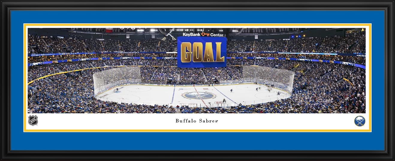 Buffalo Sabres - Double Mat, Deluxe 44" Framed NHL Print by Blakeway Panoramas