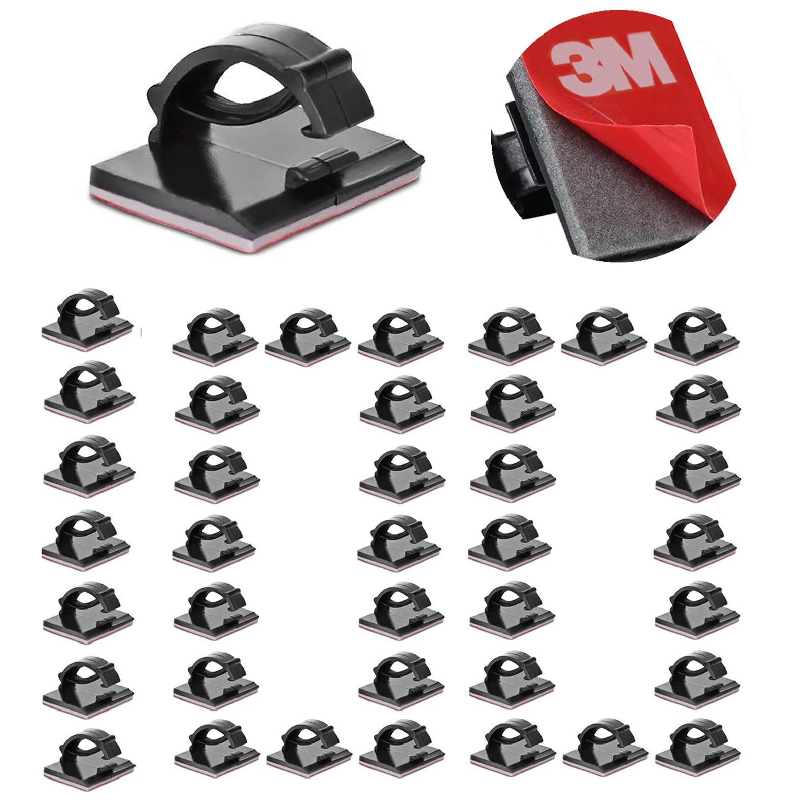 100 Clips autoadhesivos 3M para Cables, Organizador de Cables, Organizador de Cables, para Oficina, hogar, Coche, Escritorio, Escritorio, PC, Laptop, TV, Pared, Color Negro