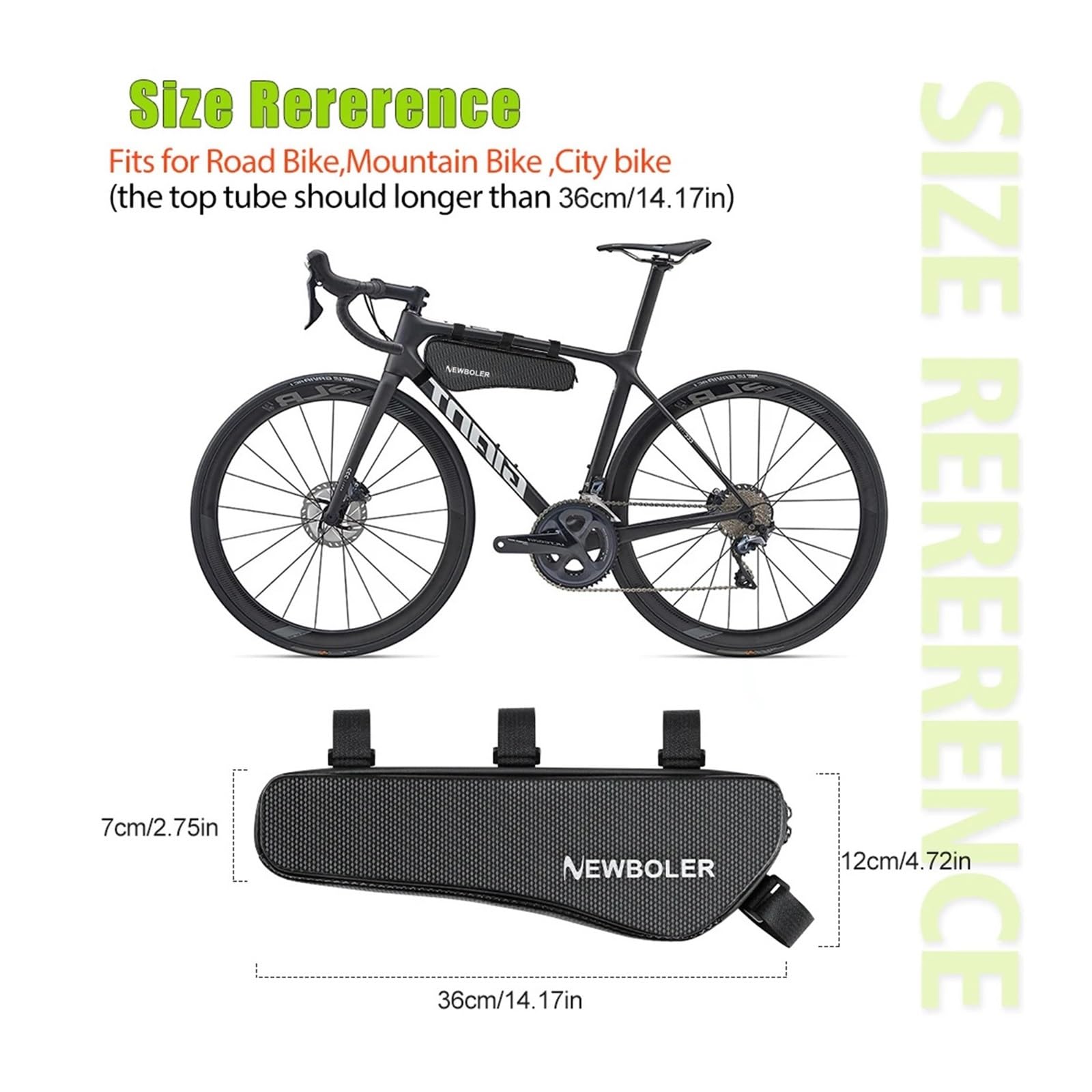 Xi Yu Borsa for tubo con telaio anteriore triangolare for bicicletta con guscio duro EVA da 1,5 litri