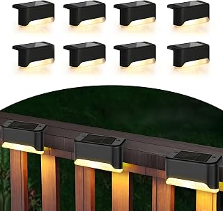 8-Pack Solar Led Deck & Step Weatherproof Lights Lighting Solution for Decks(Black)