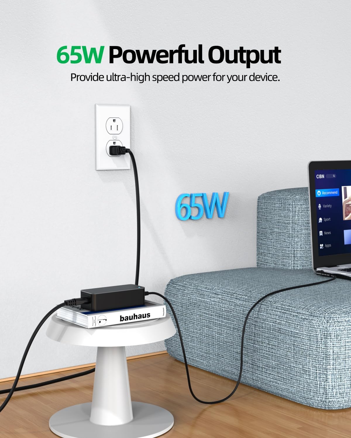 Nicpower Round Tip Fast Charger Fit for LG Gram Laptop - Lightweight Design, Charging Indicator, UL Listed Power Cord, 65W/48W/45W/40W