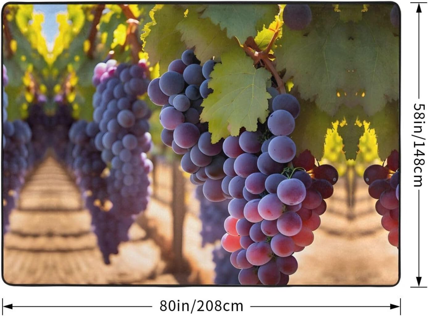 Desert Grapes Printed Flannel Floor mat 80x58 inches for Bedroom, Living Room, Study Room Decorative Carpet