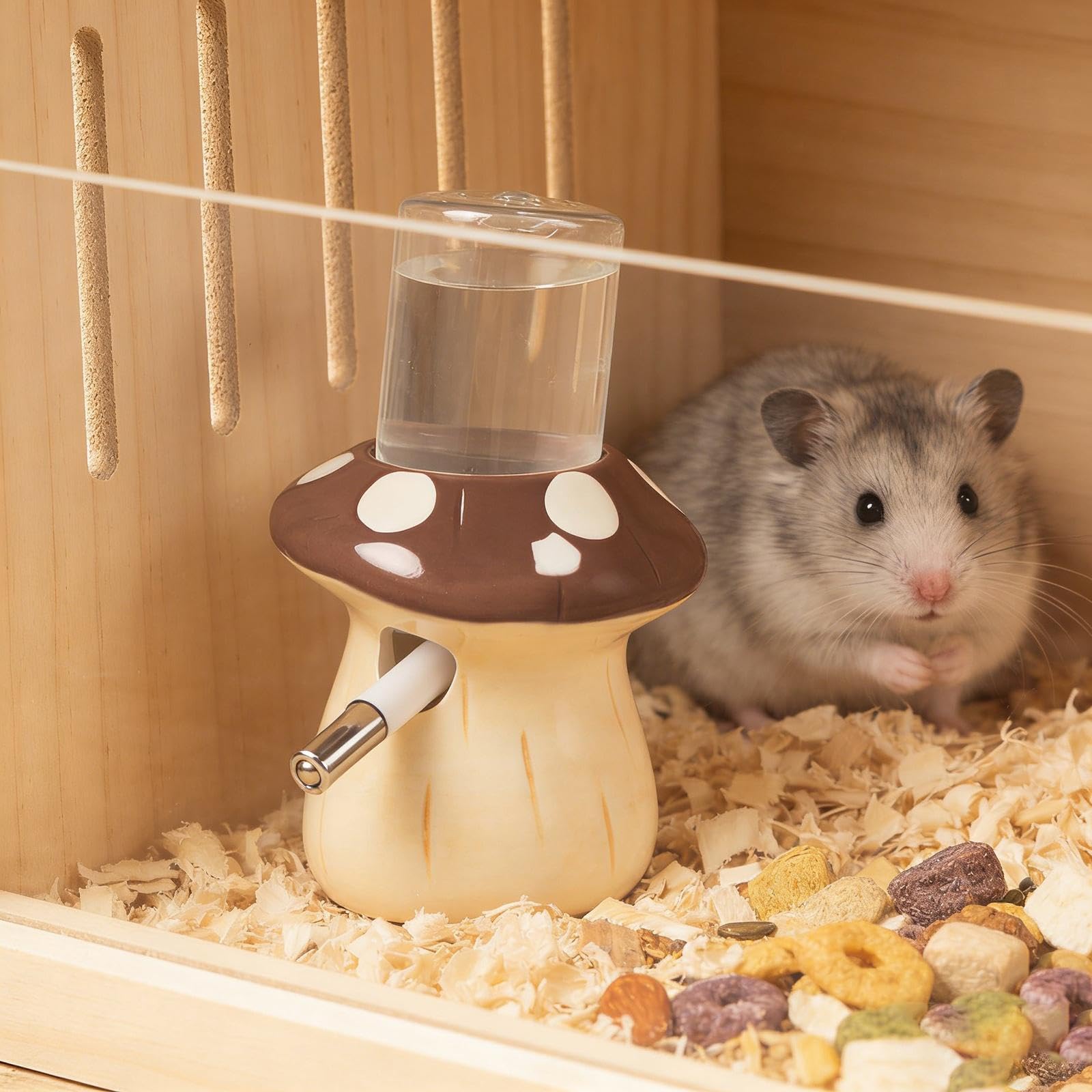 Sharplace Bouteille d'eau pour Hamster, Accessoires pour Petits Animaux (Furet, Souris, Gerbille), Distributeur d'eau en céramique à Motifs, Accessoires, Brun
