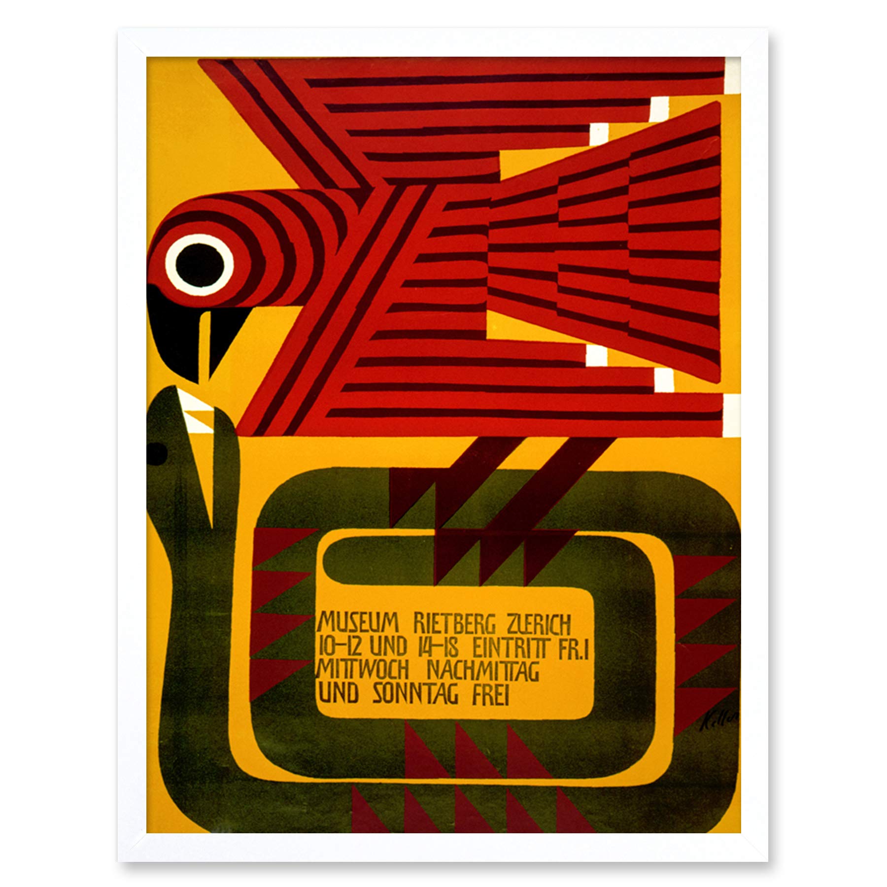 Wee Blue Coo Exhibition Rietberg Museum Zurich Bird Snake Art Print Framed Poster Wall Decor 12x16 inch