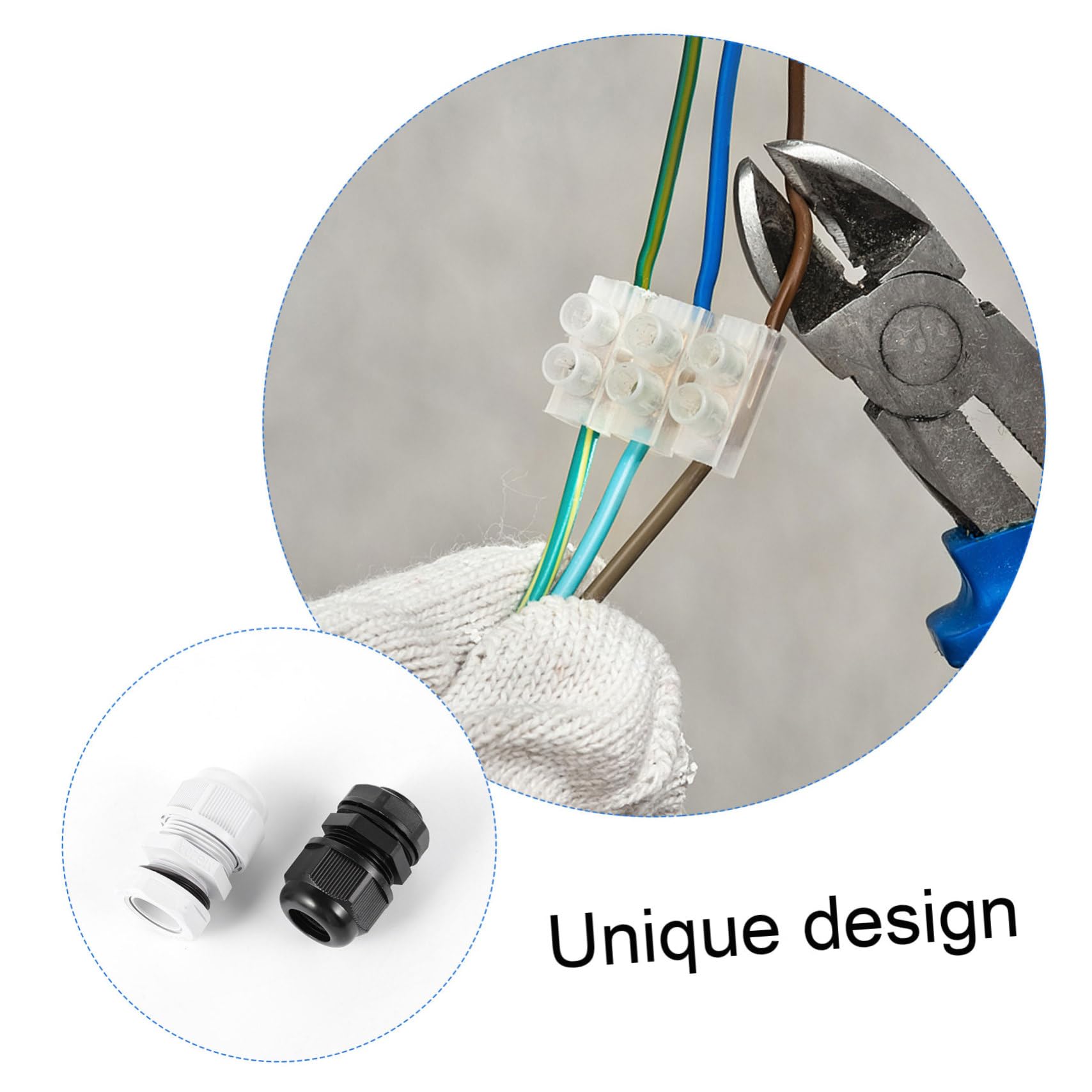 Prensaestopas Impermeables de Plástico 40 Piezas, Conector para Cables Eléctricos, Protege Cables y Juntas, Uso en Instalaciones