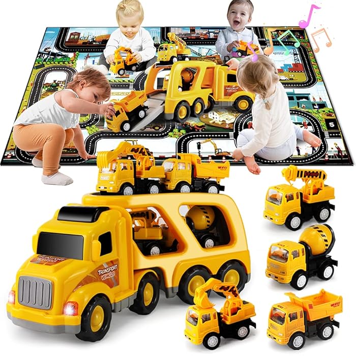 Buy Construction Toys for 3 Year Old Boys, Sturdy Durable Car Toy Set with Sound and Light, Play