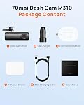 70mai Front Dash Cam Built in WiFi, Smart Dash Camera for Cars, 140° Wide-Angle FOV, WDR, Night Vision, iOS/Android Mobile App, WDR, Night Vision, Loop Recording, Parking Monitor, Time-Lapse (1296P)