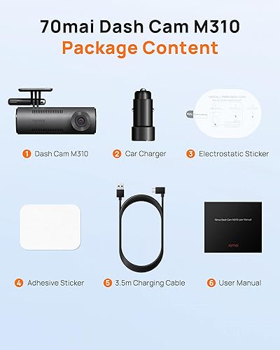 Miniatura 9 de 70mai Dash Cam M300, 1296P QHD, cámara inteligente WiFi integrada para coche, FOV gran angular de 140, WDR, visión nocturna, aplicación móvil