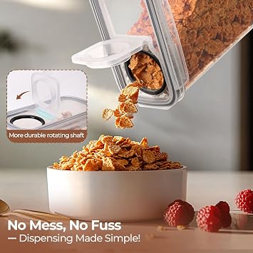 ComSaf 6.7Qt Cereal Storage Container Set of 2 - Ideal for Home Cooks Storing Cereal and Organized Families Organizing Bulk Food,Large Cereal Dispenser Keeps Pantry and Kitchen Countertop Neat