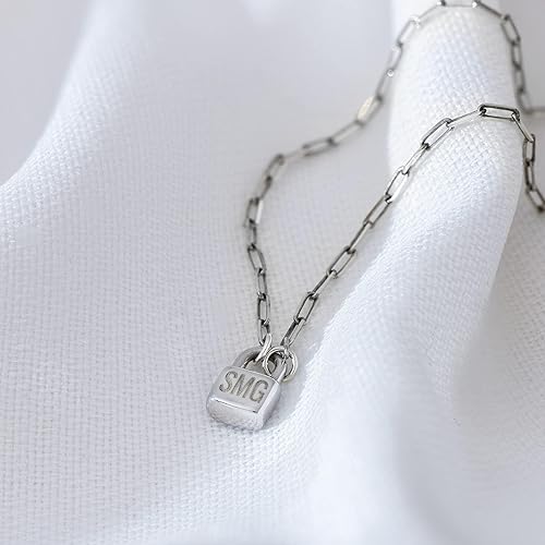 Miniatura 9 de OAK & LUNA - Collar personalizado con candado inicial con opciones de diamante - Delicado regalo para mamá, abuela, ella, mujeres - Navidad