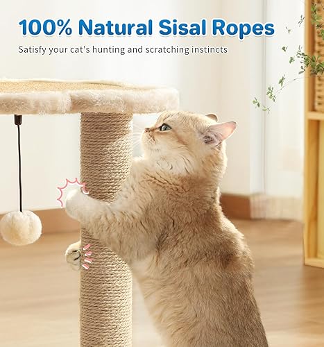 Miniatura 4 de Made4Pets - Poste rascador para gatos, autocuidado para gatos de interior, perca suave para descansar, rascador de sisal natural de 17.5 pulgadas de