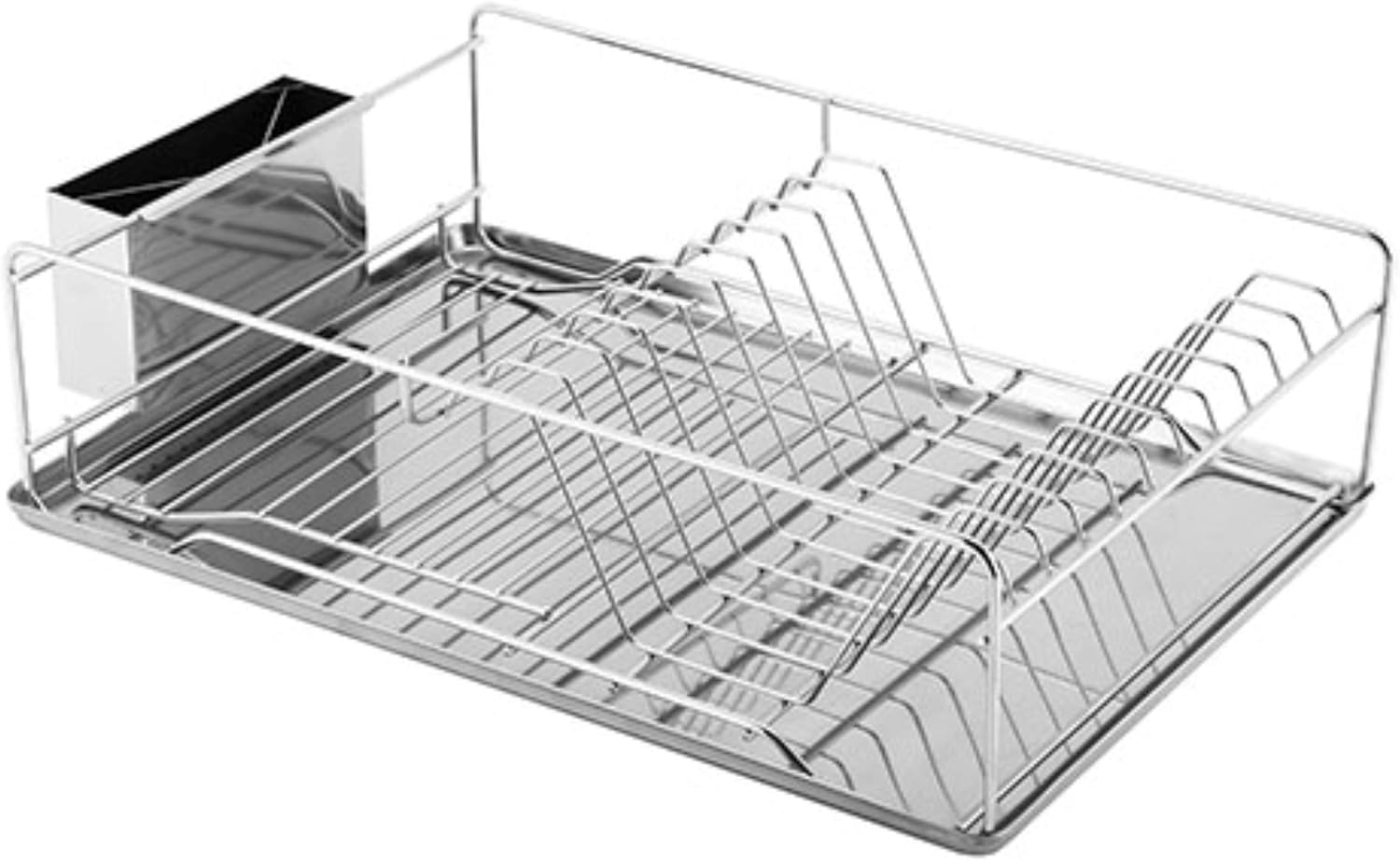 GPCT Stainless Steel Dish Rack & Removable Drain Board. Keeps Utensils, Dishes, Bowls, Spoons, Forks & Knifes Dry & Organized! 12 Dish Slots, Side Cup Slot, Tray, Cutlery Dish Drainer- Easy Assembly