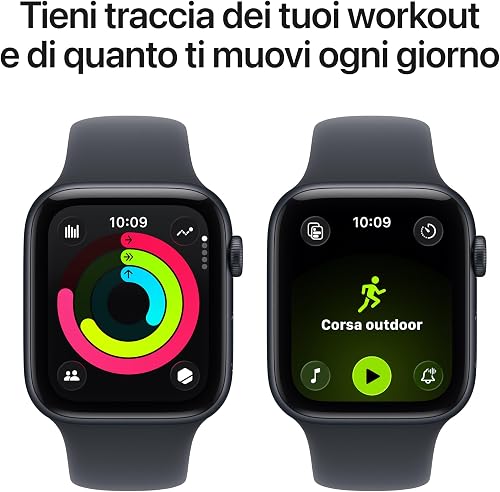 Apple Watch SE 3 GPS, Cassa 44 mm in alluminio mezzanotte con Cinturino Sport mezzanotte - S/M - 5