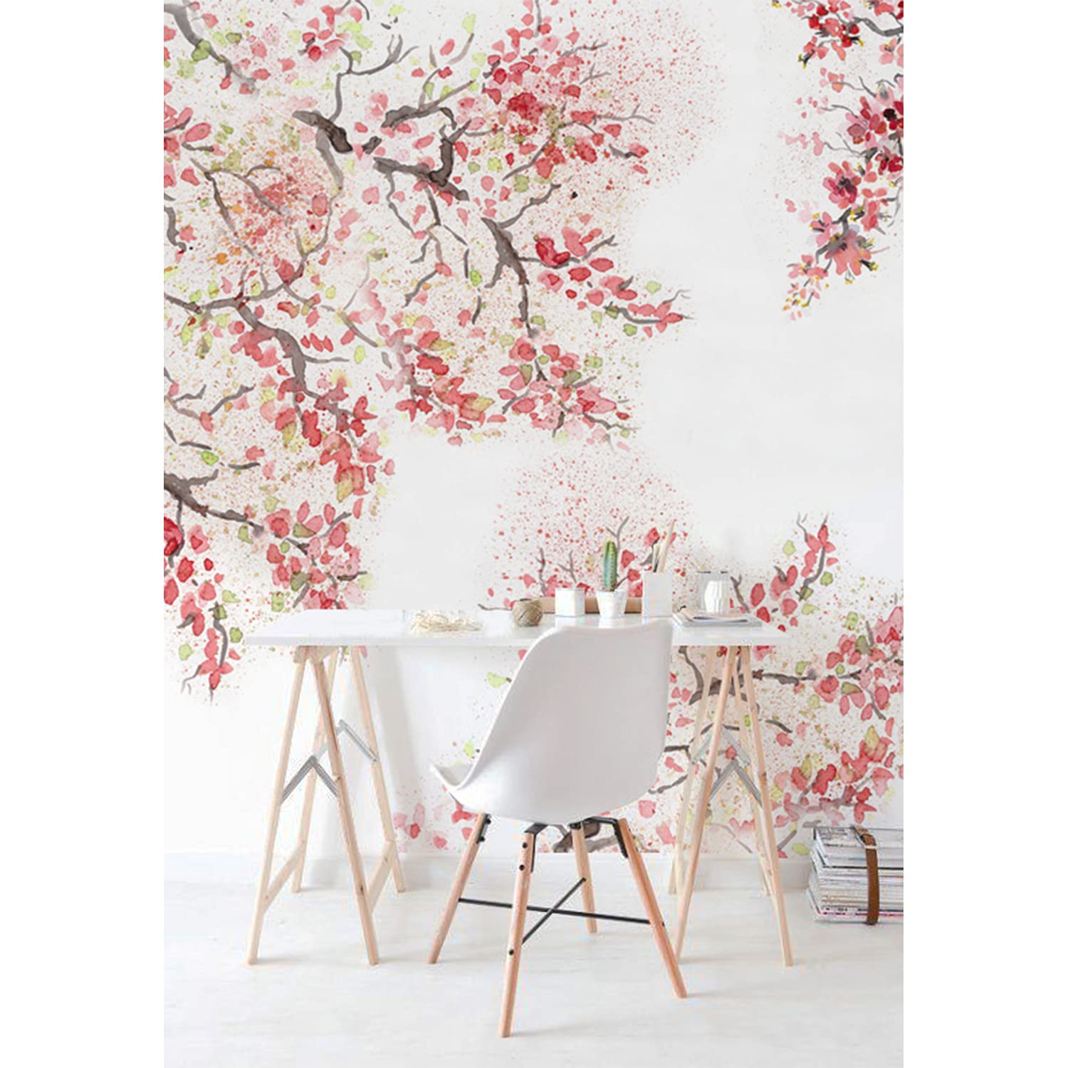 Papier peint fleurs de cerisier Coloray Magic-Stick panoramique 208x146 cm pour meuble et mur