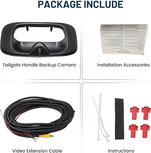 Miniatura 7 de EWAY Cámara de respaldo con mango de puerta trasera para Chevy Silverado GMC Sierra 1500 2500 3500 HD Classic para puerta trasera de marcha atrás,