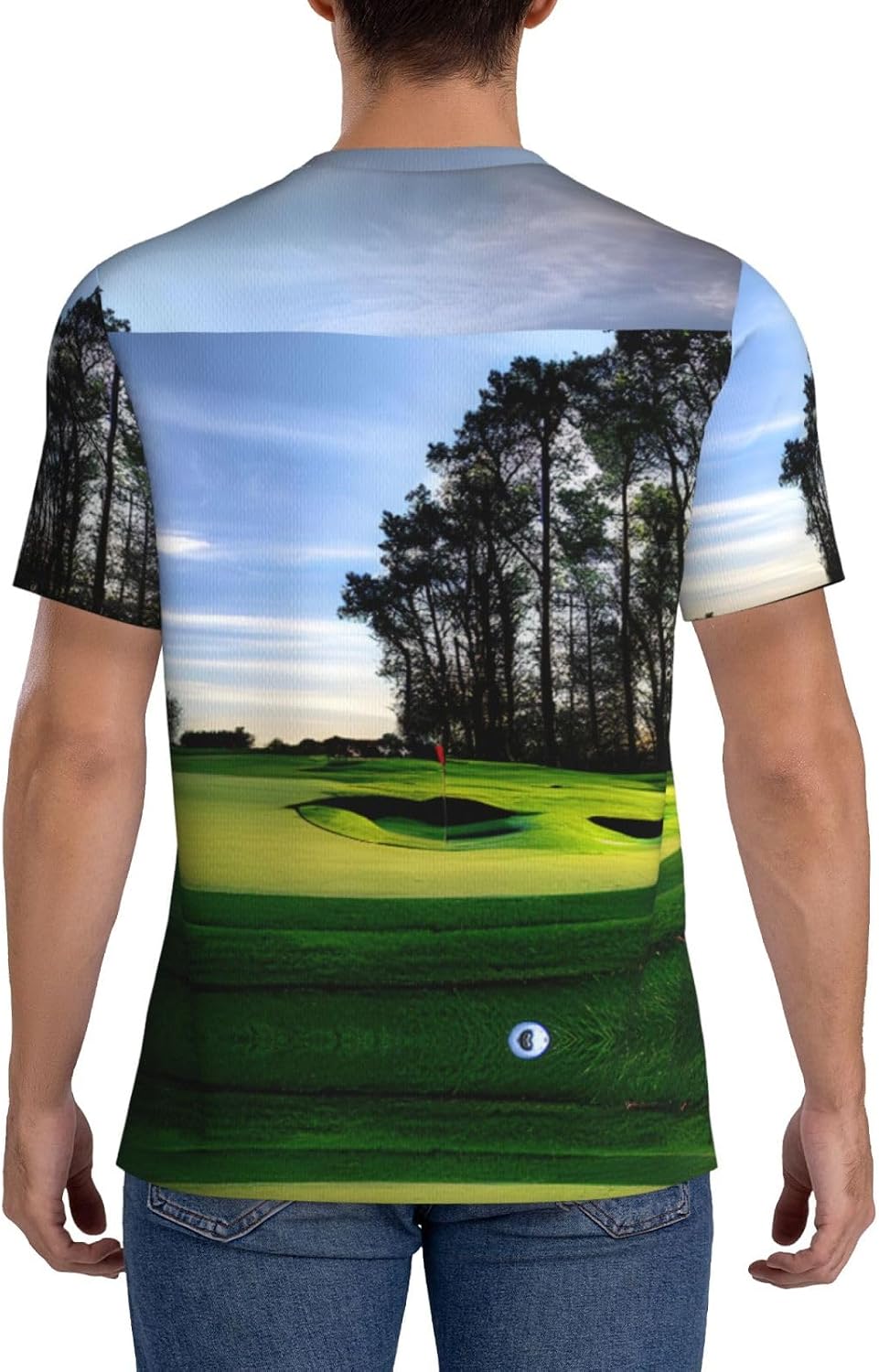Golf Course and Tree Rugby Football Jersey for Men, Comfortable V-Neck Loose Fit Top for Team Sports Athletics