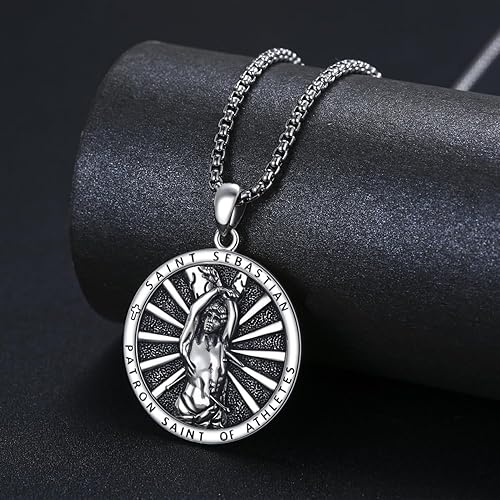 Miniatura 5 de Collar con medalla de San Patrón, plata de ley 925, collar con colgante de protección, joyería católica, regalos para hombres y mujeres