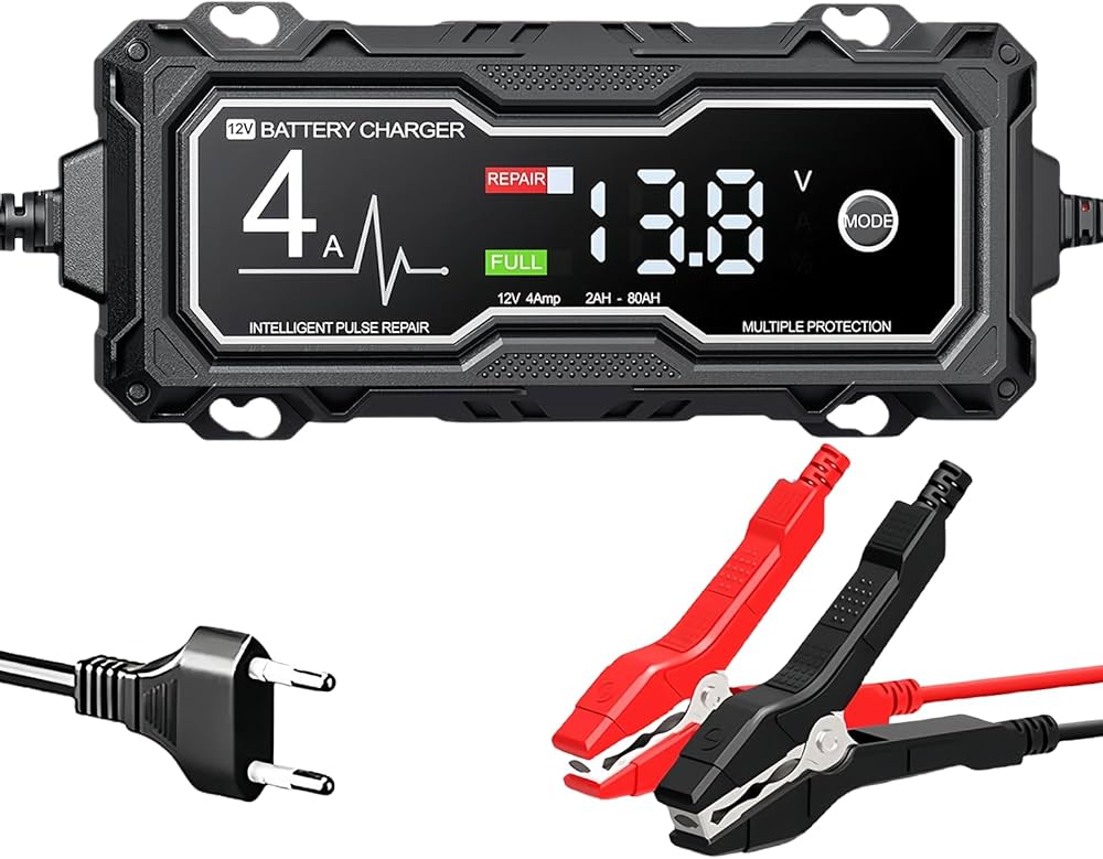 Yinleader Autoacculader, 40 A, 12 V/24 V, volautomatisch, intelligente onderhoudslader met lcd-scherm, oplader voor autoaccu's