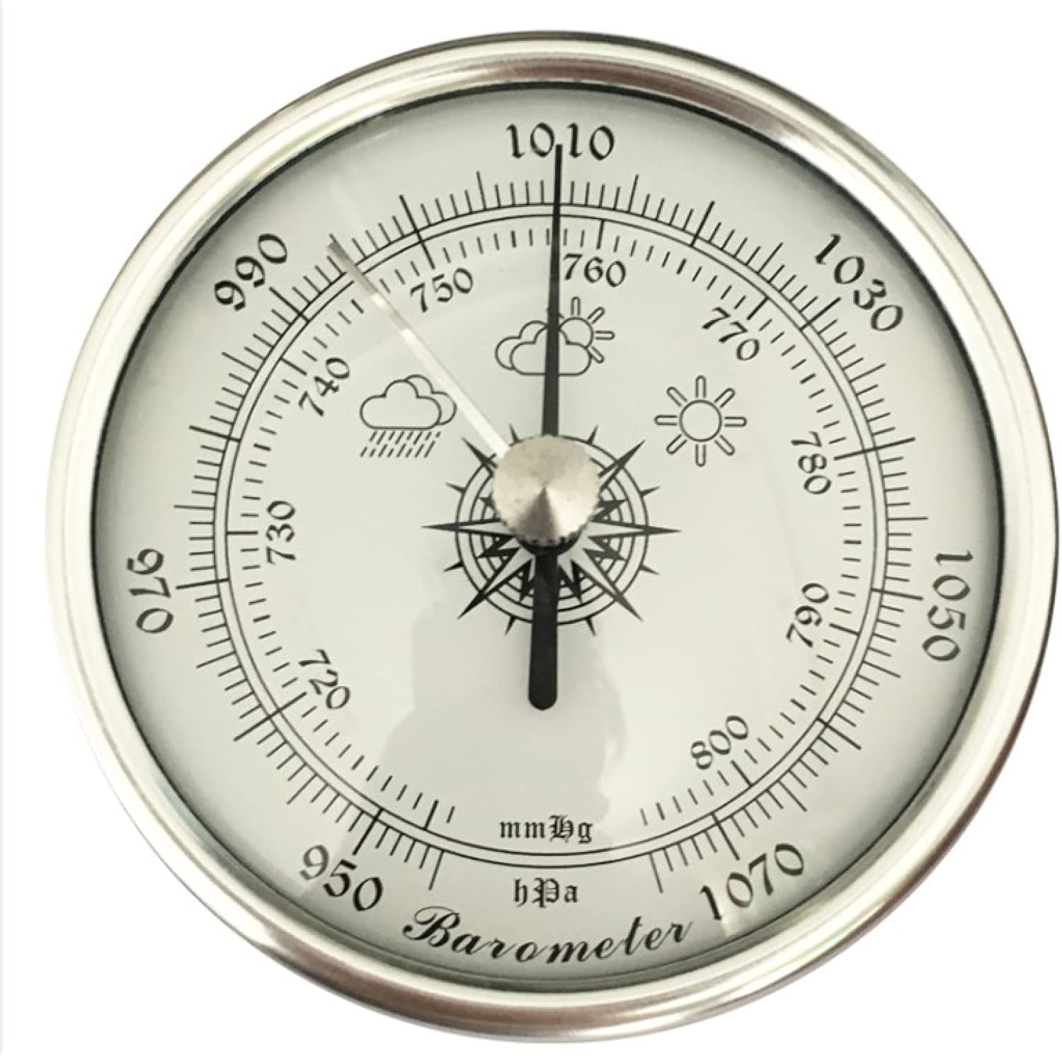 Wall Hanging Barometer Dial Type Barometer Outdoor Barometer Traditional Barometer High Precision Barometer 72mm Diameter Round Fishing Barometer,Silver