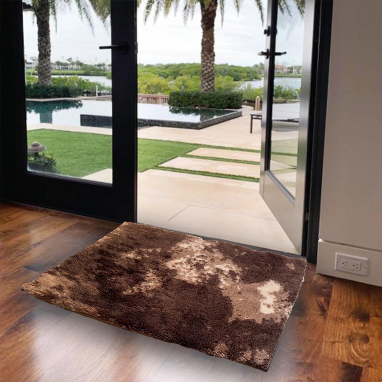 Gavi Enterprise Presenting Micro Fiber & Velvet Door Mat for Home Entrance, Kitchen and Bathroom, Water Absorbent Mats, Fade Resistant, Shaggy Cowhide Door Mat (60 * 40) (Brown)