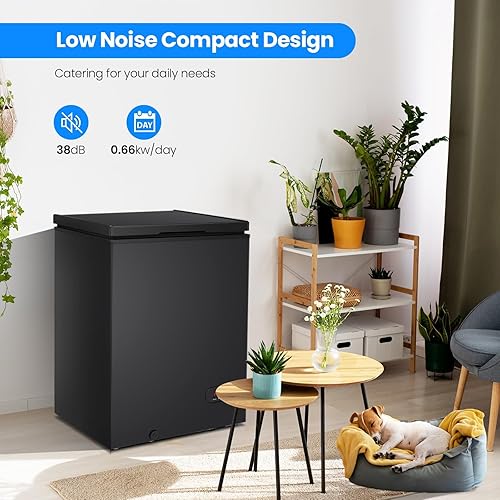 Miniatura 14 de Kismile Congelador de pecho de 2.8 pies cúbicos con cesta extraíble, puerta abierta, congelador compacto con temperatura ajustable para el hogar