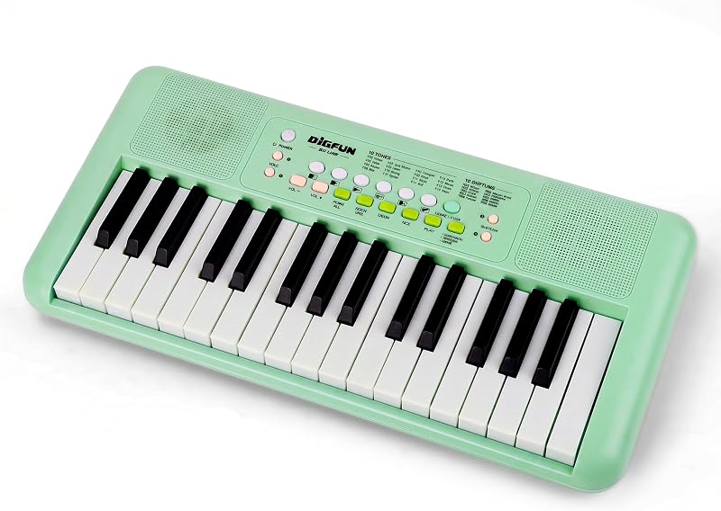 Piano con teclado de 32 teclas para niños con micrófono y parlantes duales | Instrumento musical para niños pequeños, regalo de juguete para niños de 3 a 6 años, piano electrónico portátil con grabación y reproducción (verde)