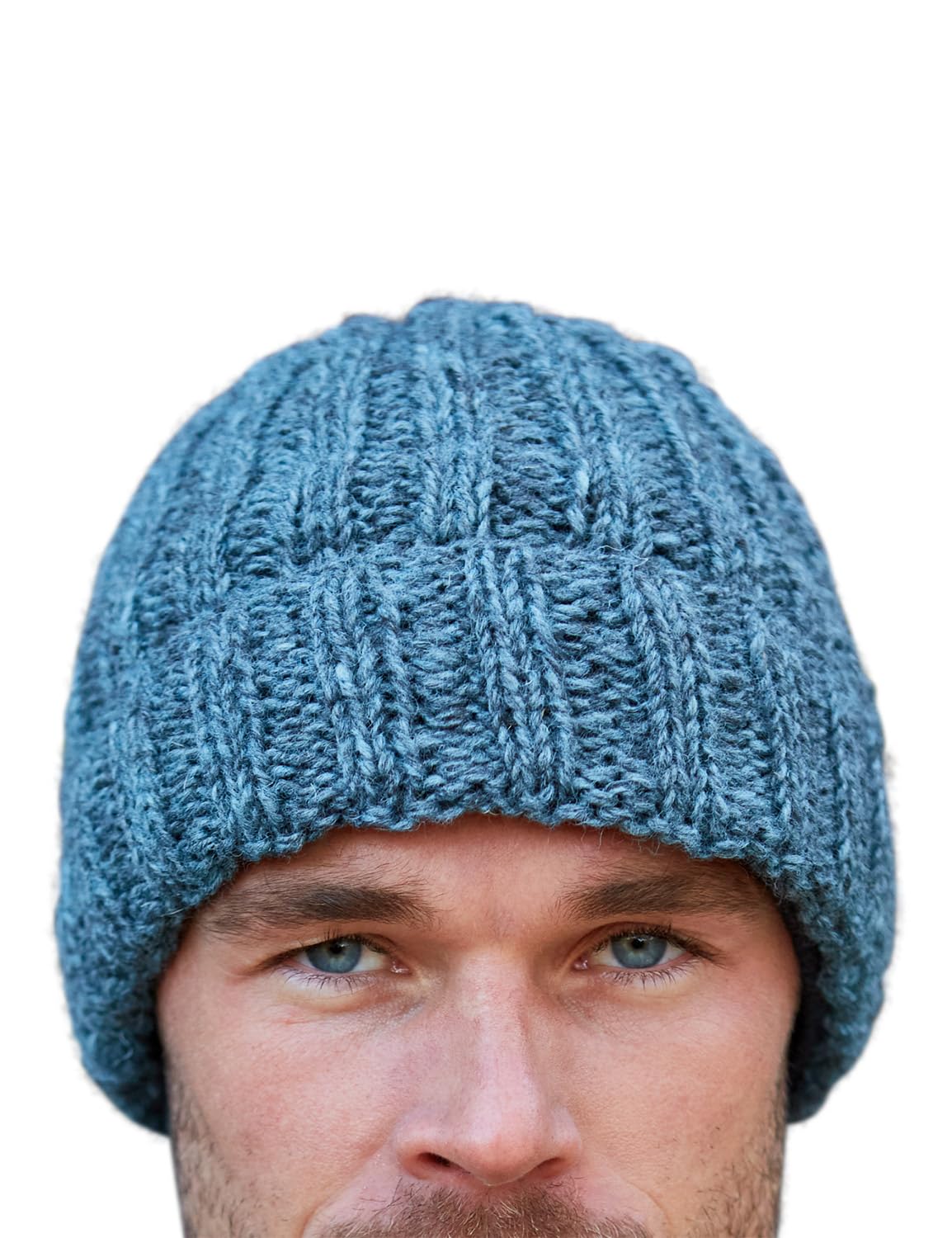 Pachamama Gorro de lana para hombre, con forro polar, tejido a mano, acanalado, liso, talla única, hecho a mano, extra cálido, comercio justo