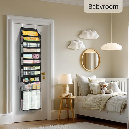 Miniatura 7 de Yecaye Organizador de 6 niveles sobre la puerta con contenedor desmontable, organizador de puerta de gran capacidad para colgar para dormitorio,