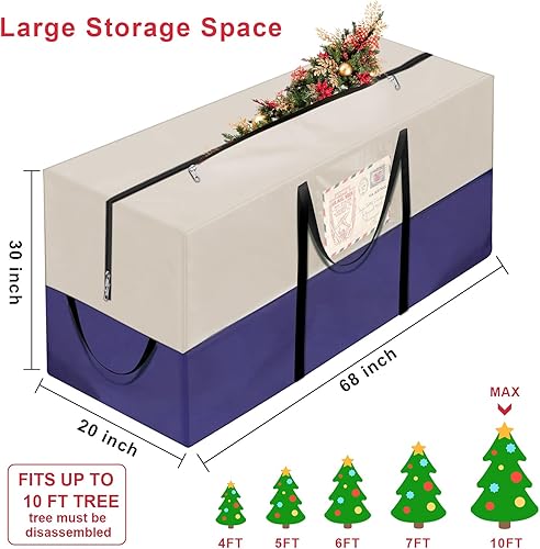 Miniatura 2 de Bolsa de almacenamiento impermeable para árbol de Navidad, se adapta a árboles artificiales desmontados de hasta 10 pies de alto, 68 x 20 x 30