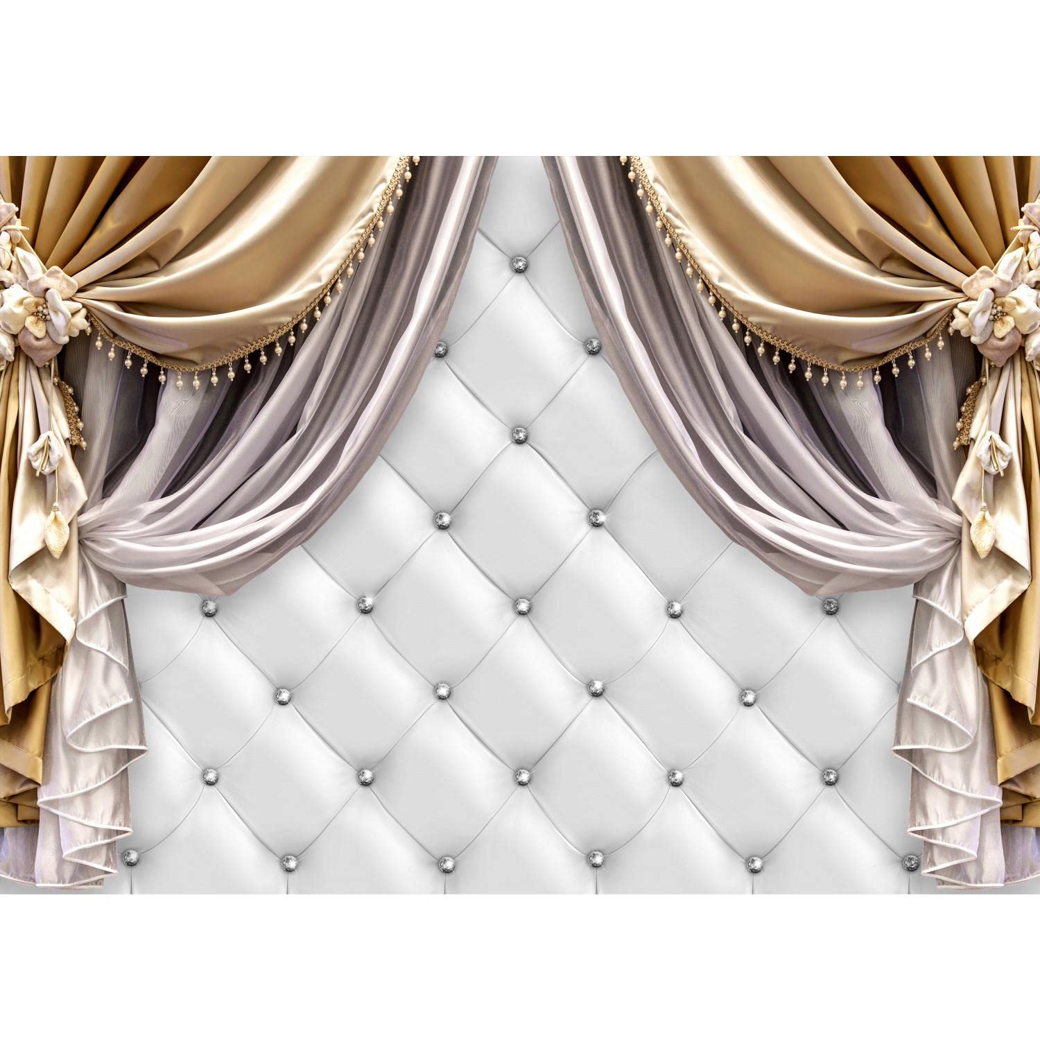 Runa Art G Photo Wallpaper Leather Optics Curtain 352 X 250 Cm Non-Woven Wall Art Xxl Moderne Livin Room Bedroom White Beige 9479011A