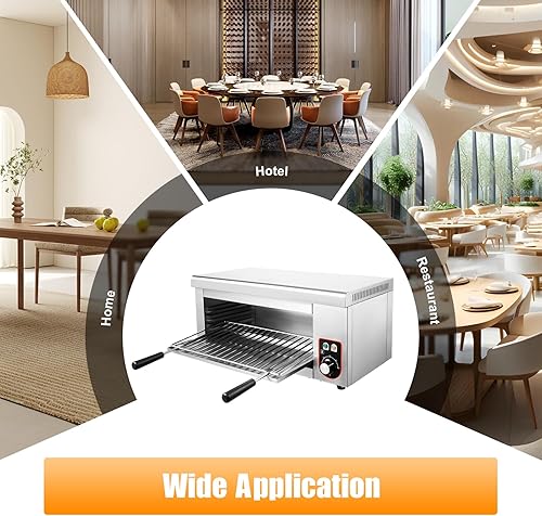 Miniatura 9 de Electric Cheese Melter Cheesemelter Grill, 1500W Salamander Broiler 122-572F Commercial Countertop Salamander Broiler for Melt Cheese Toast