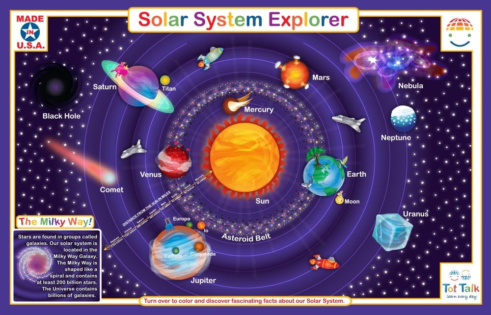 Tot Talk Solar System Educational Placemat for Kids
