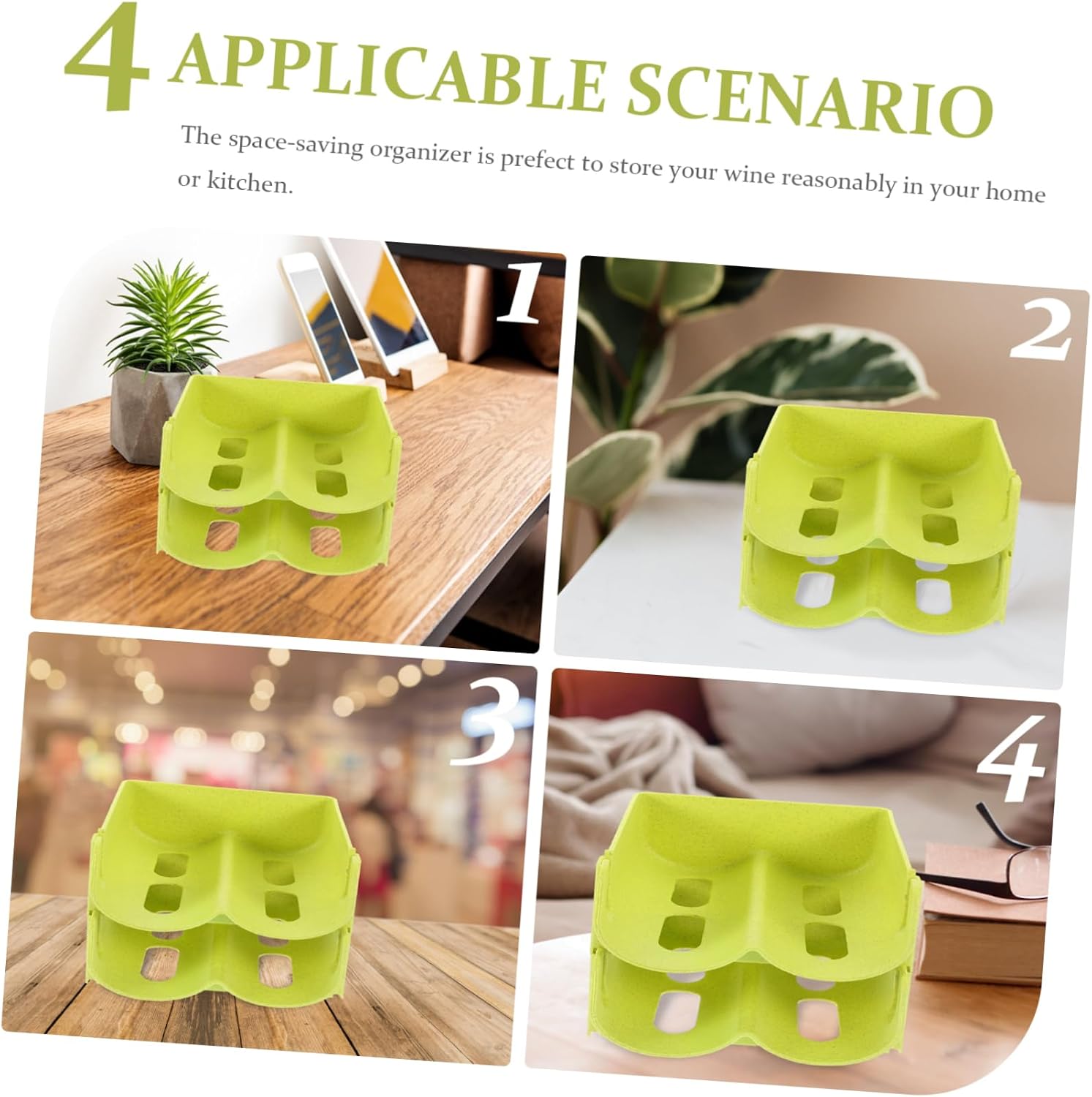 4pcs Stackable Can Holder and Wine Bottle Organizer Practical Storage Rack for Kitchen Countertop Pantry and Cabinet Neat and Elegant Design Green