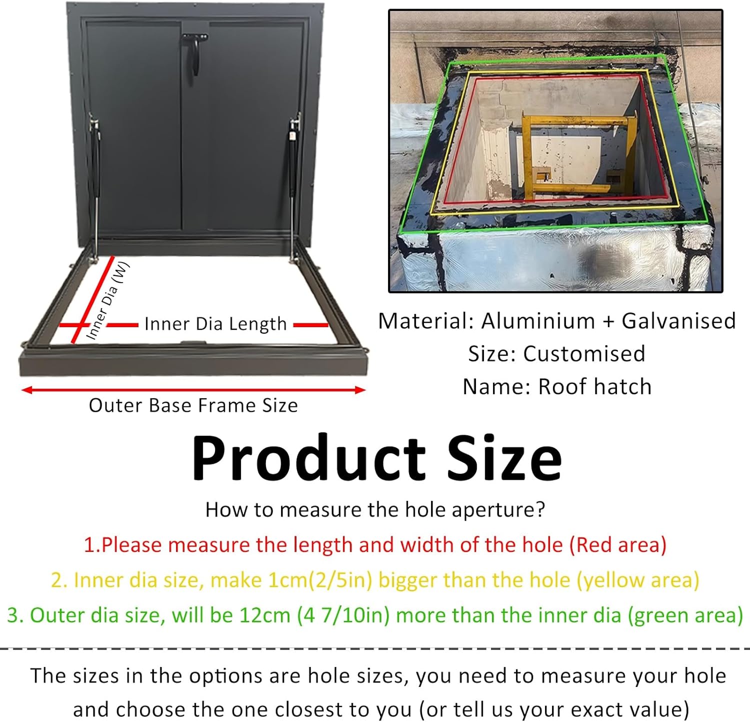 Galvanized Steel Roof Hatch Maintenance Hatch Cover Theft Door Loft Access Egress Window Manhole Covers,Galvanized Steel Roof Access Hatch with Gas Shock Strut for Easy Maintenance and Emerg