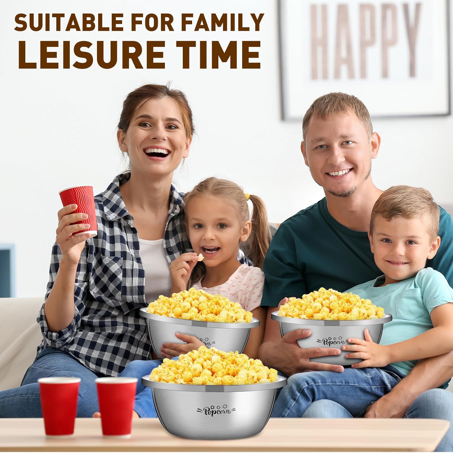 3 Pcs Popcorn Bowls 3.4 Qt Stainless Steel Mixing Bowl Metal Bowl Stainless Steel Bowls Large Reusable Popcorn Serving Bowl for Home Movie Kitchen