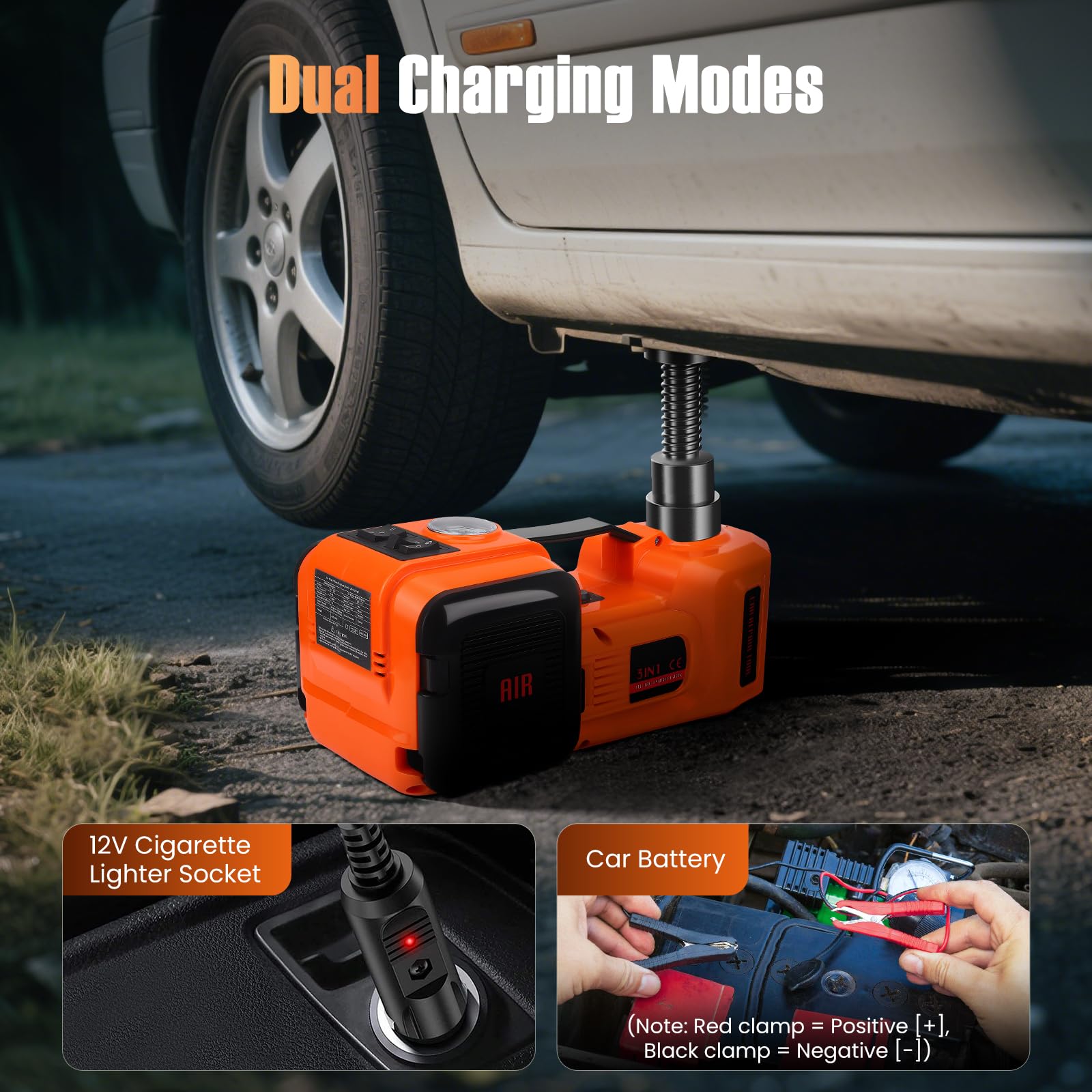 Cric Électrique 5T 12V Hydraulique, Portée de Levage 15–54 cm, Outil Portable pour Voiture/SUV/Camion, Changement de Pneu d'urgence et Réparation de Garage