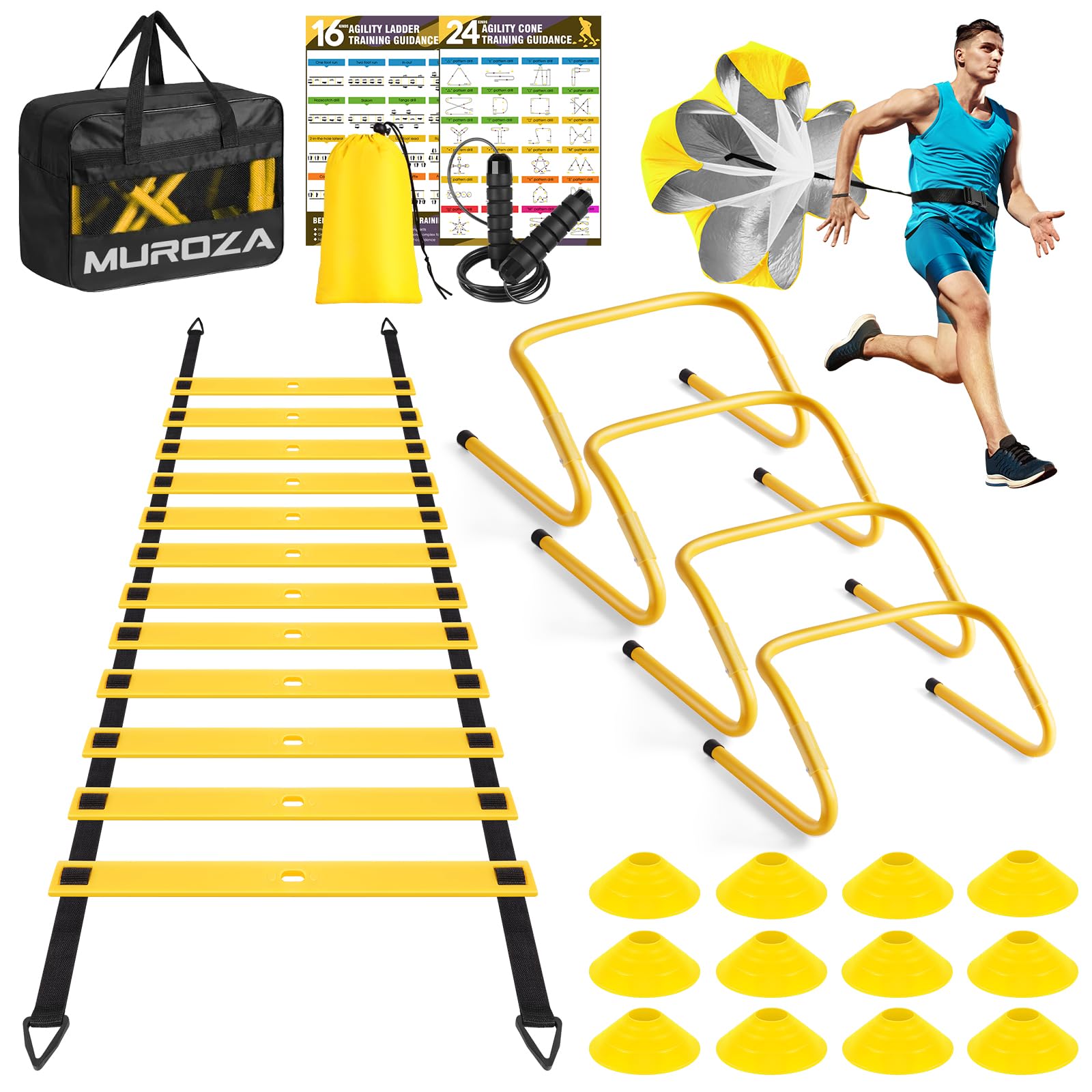 MUROZA Agility Ladder Speed Training Equipment Set-20ft - speed and agility training | Mubboo