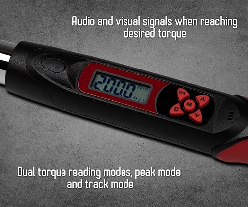 Miniatura 9 de Tools Adaptador de par de ángulo digital de 12 pulgada, 12.5-250.7 ft-lbs (17-340 N-m) rango de par, rango de ángulo de 1-360, LED y zumbador,
