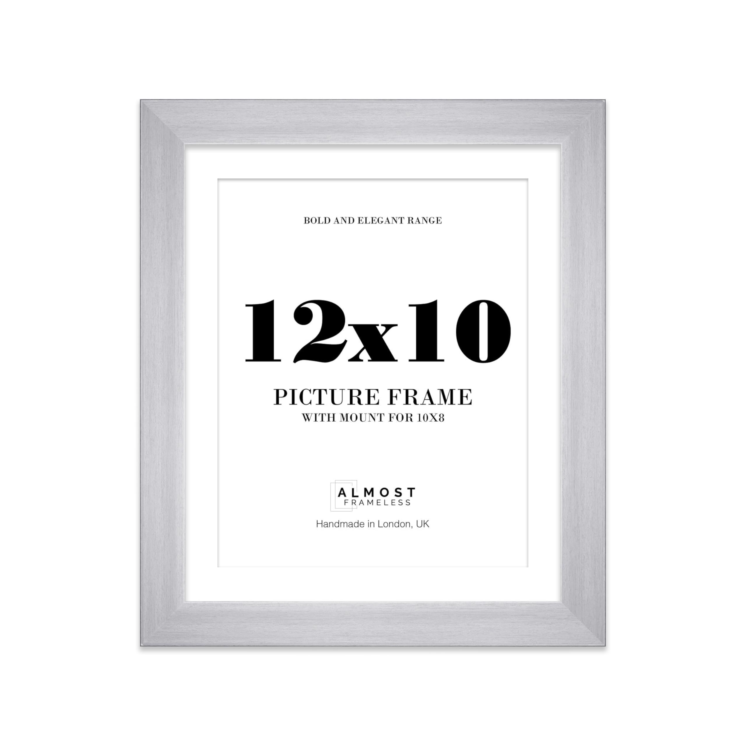 12x10" Silver Frame With Mount for 10x8" Pictures 28mm Edge Portrait and Landscape Display with Wall Hooks and Kickstand, 1 Pack