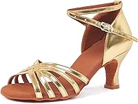 iCKER Women's Sequin Latin Dance Shoes: 2.4" Heel Ballroom Salsa Tango Heels for Practice & Performance