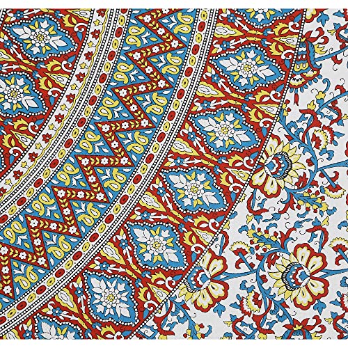 Image of RajasthaniKart Pure 100% Cotton Double Bed Sheet with 2 Pillow Covers (Bedsheet for Double Bed Cotton, Jaipuri, King Size, Red Ghera)