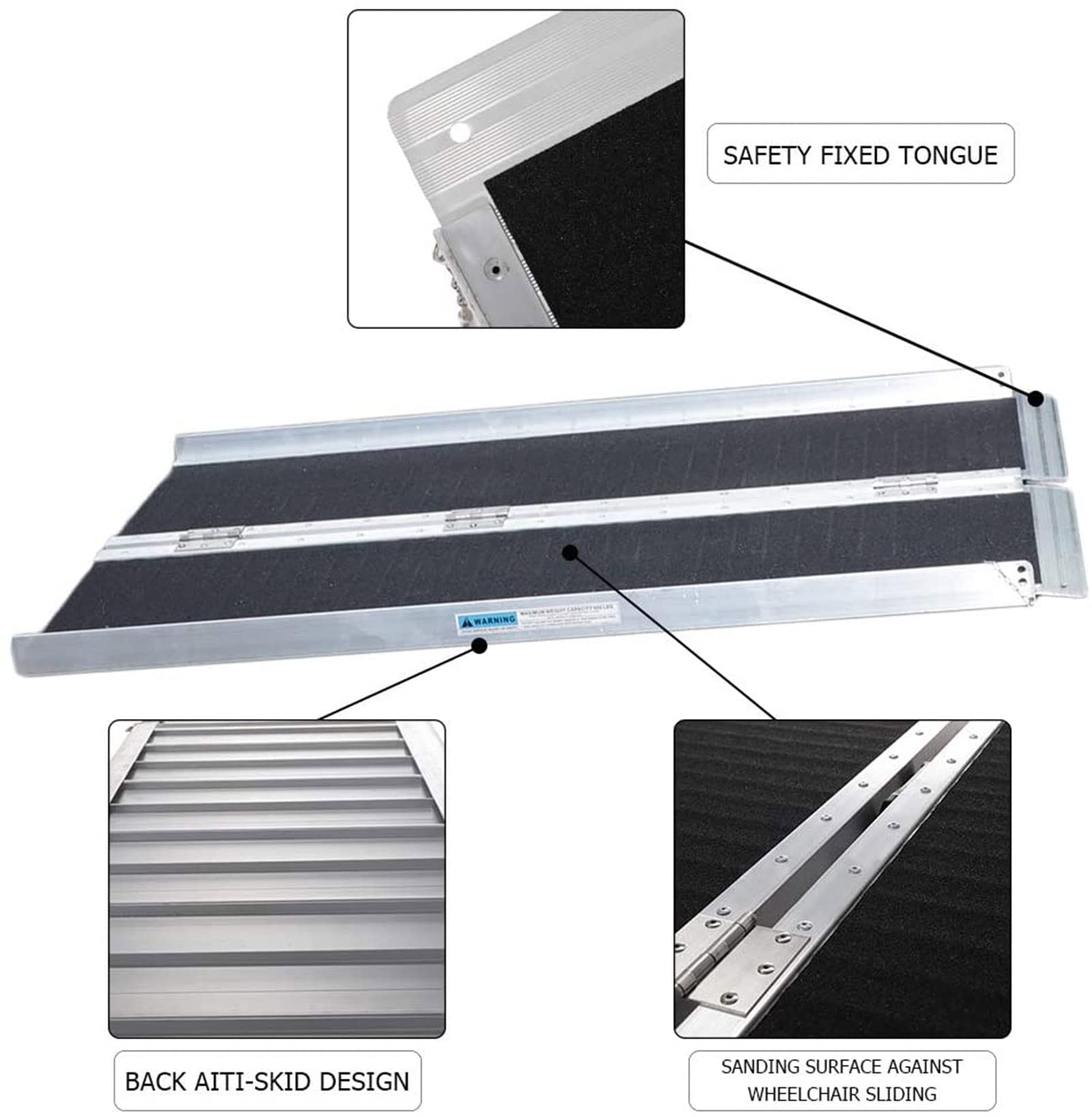 Rampa krawężnikowa na podjazd, rampa progowa, 4FT/3FT Rampa do wózków inwalidzkich, składana przenośna rampa mobilna ze stopu aluminium dwuczęściowa do skuterów do krzeseł rotelowych