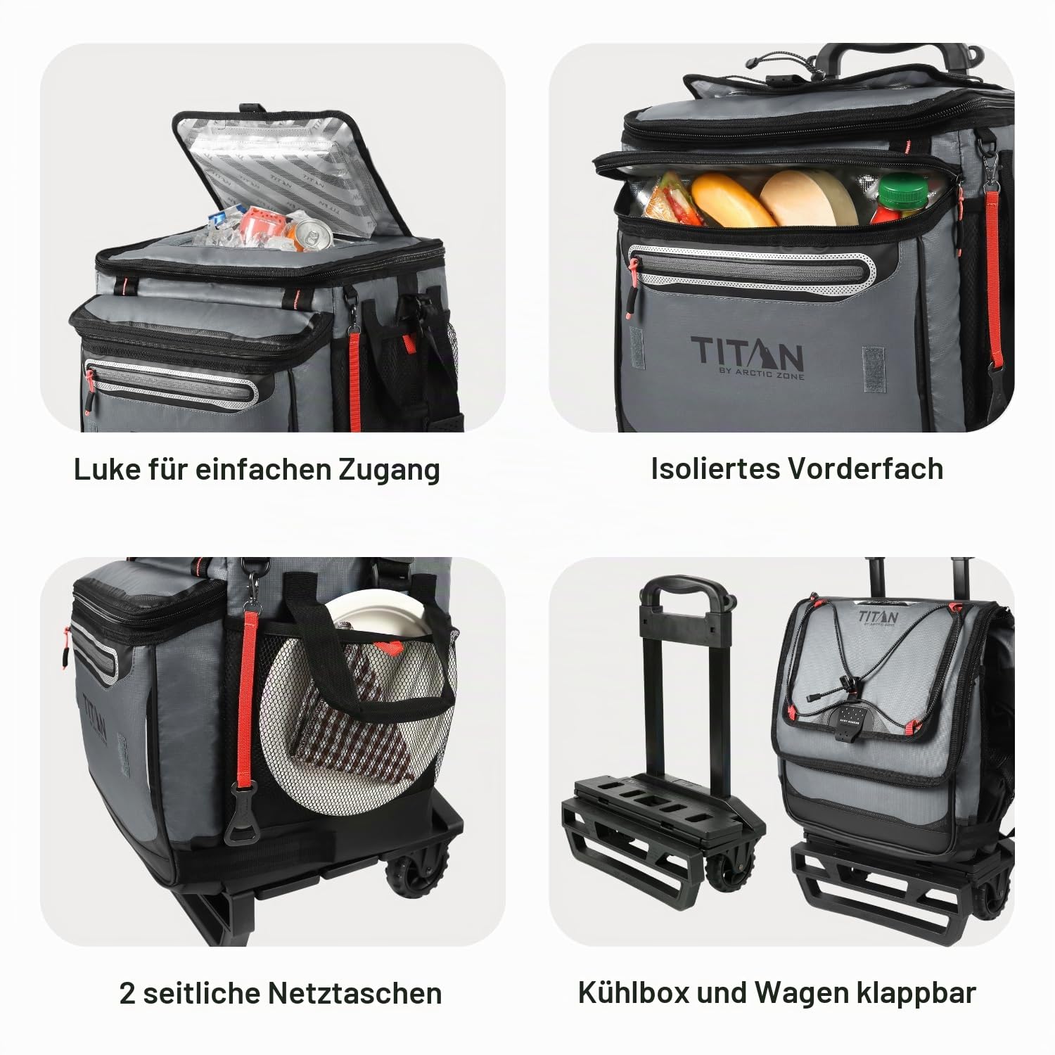 Titan Deep Freeze 60 (50+10) Dosenkühler mit Rädern und Rollwagen