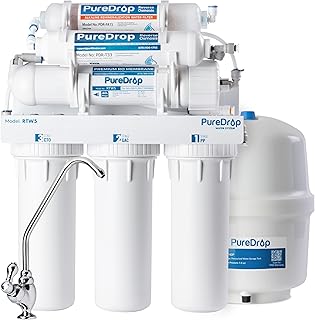 Puredrop RTW5AK Reverse Osmosis Alkaline Water Filtration System, pH+ Alkaline Remineralization RO Water Filter System Under Sink, 6 Stage Under Sink RO Water Filter with Faucet, TDS Reduction, White