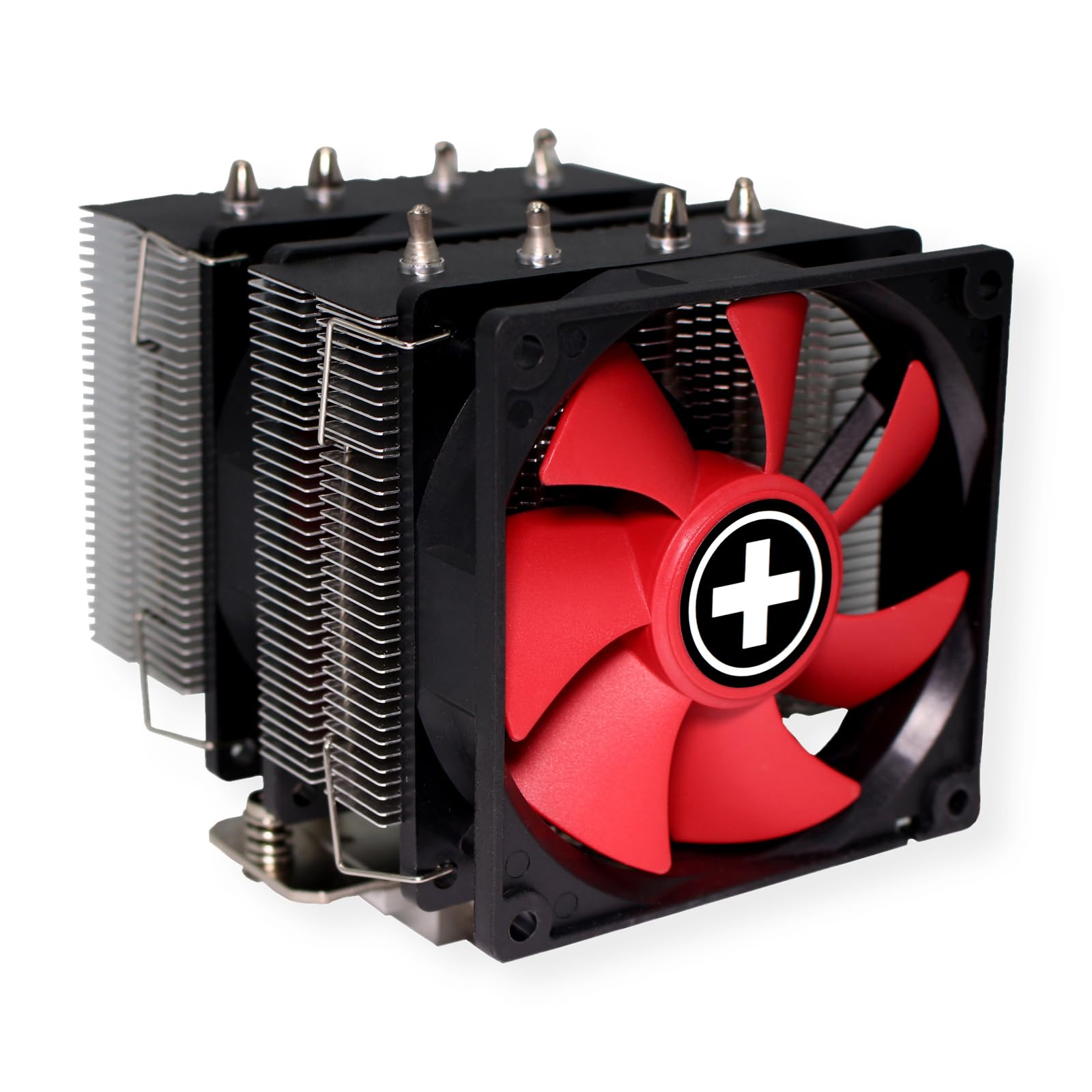 Xilence M504D - Radiatore CPU AMD e Intel, 2 ventole PWM da 92 mm, 180 W TDP, rosso/nero/argento